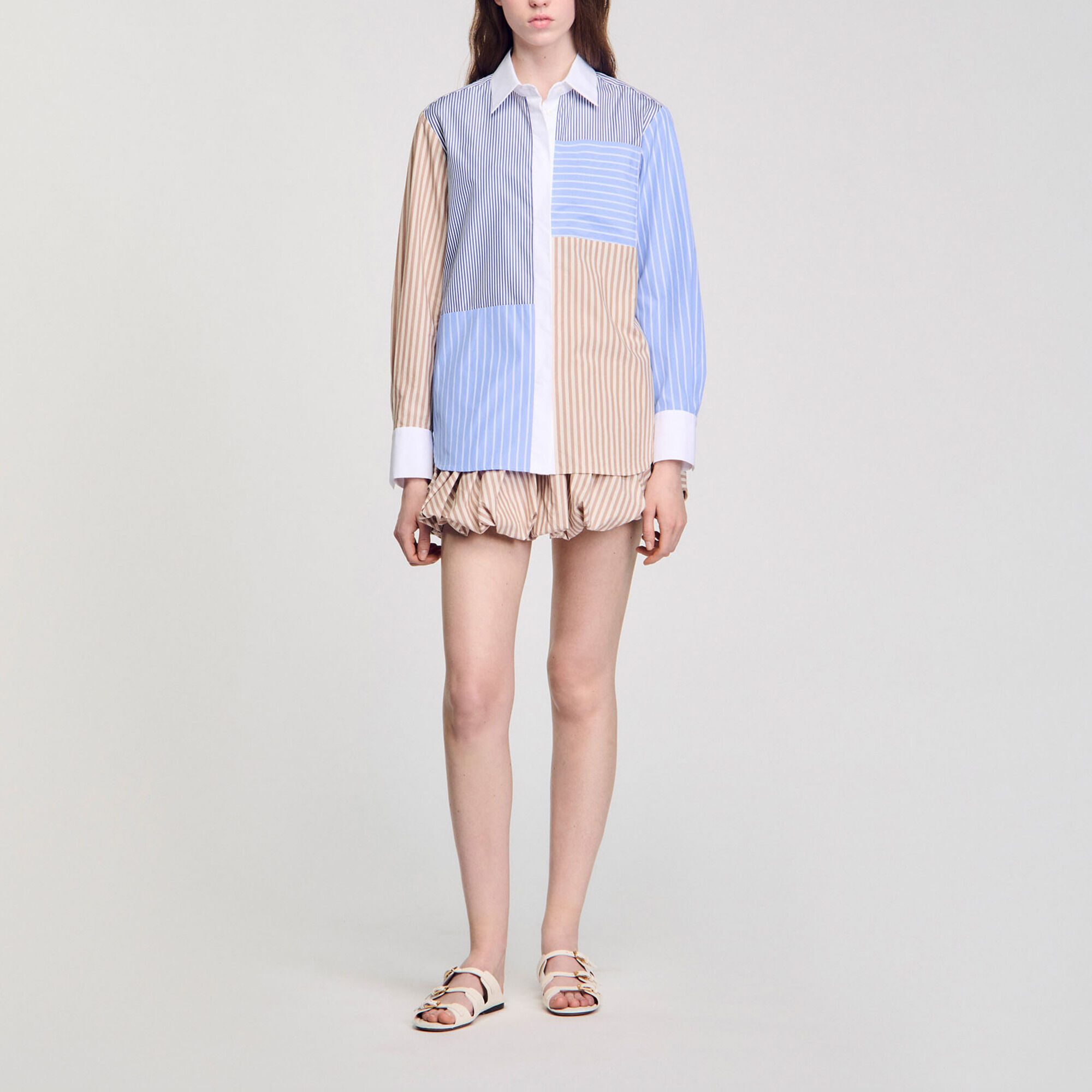 Overhemdblouse mix strepen