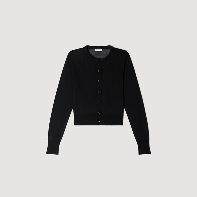 Kort cardigan met gewatteerde kraag