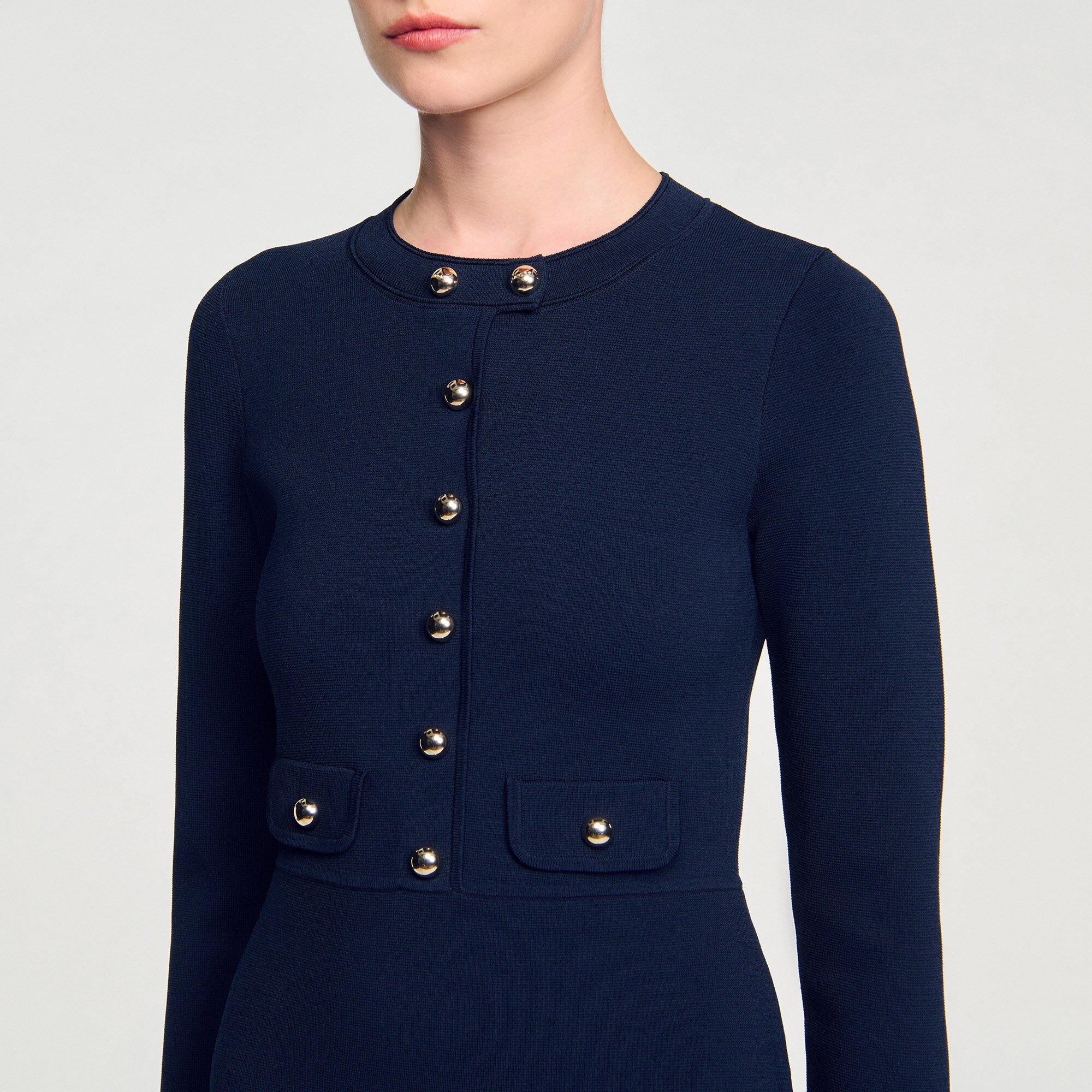 Korte jurk tricot knoopsluiting