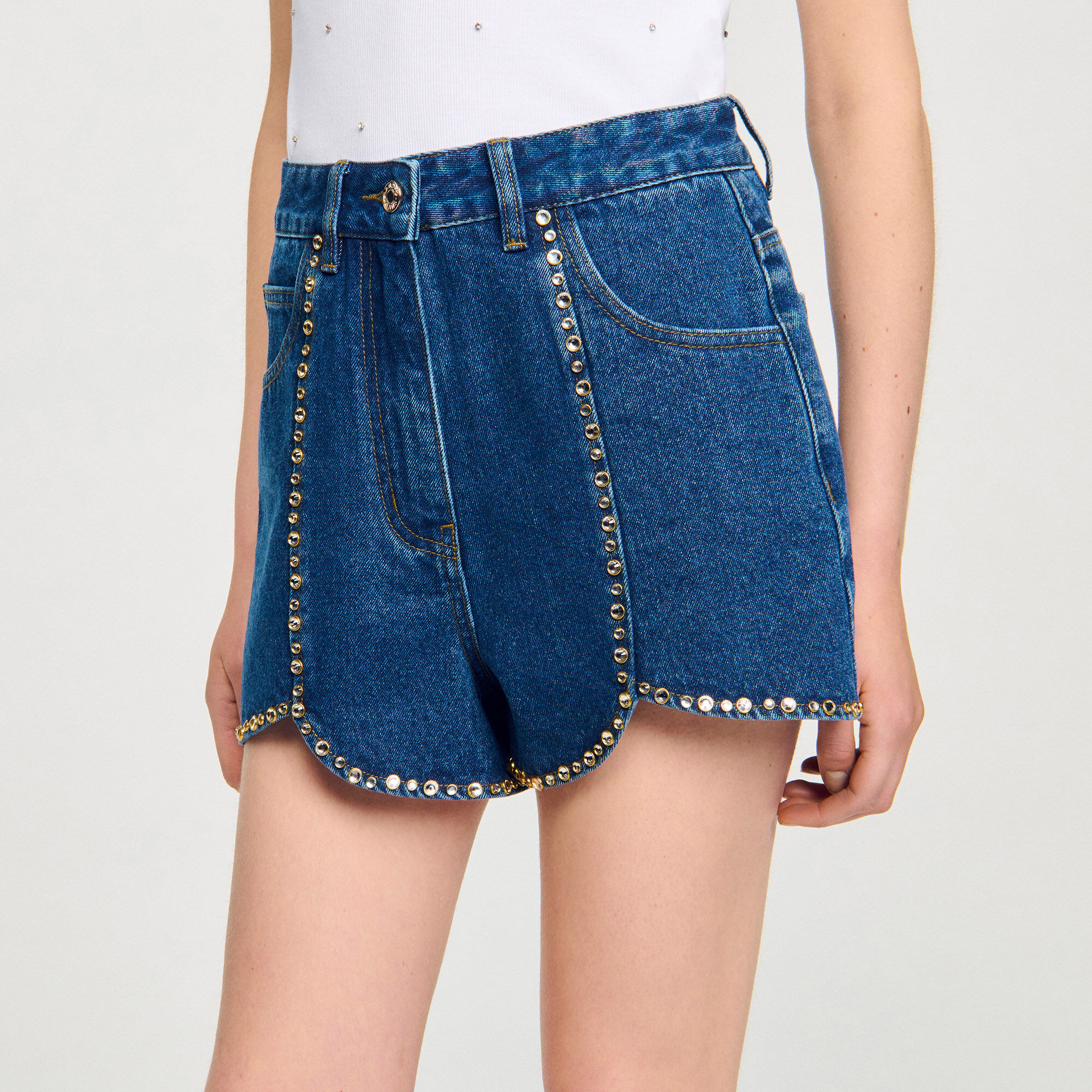 Short denim met stras