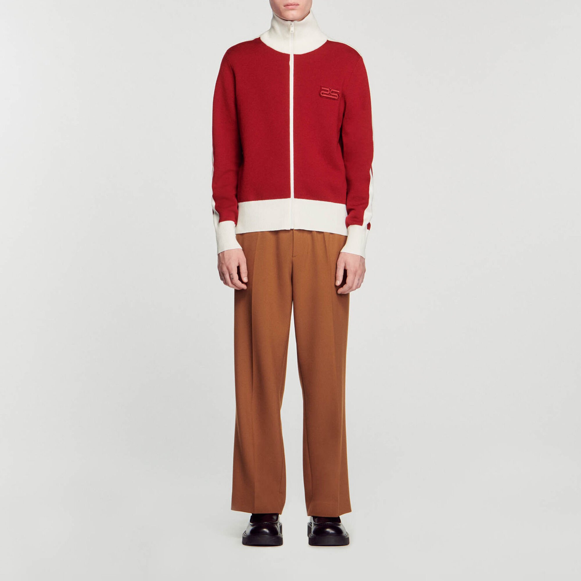 Tweekleurige cardigan van breisel
