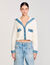Cardigan vest met denim