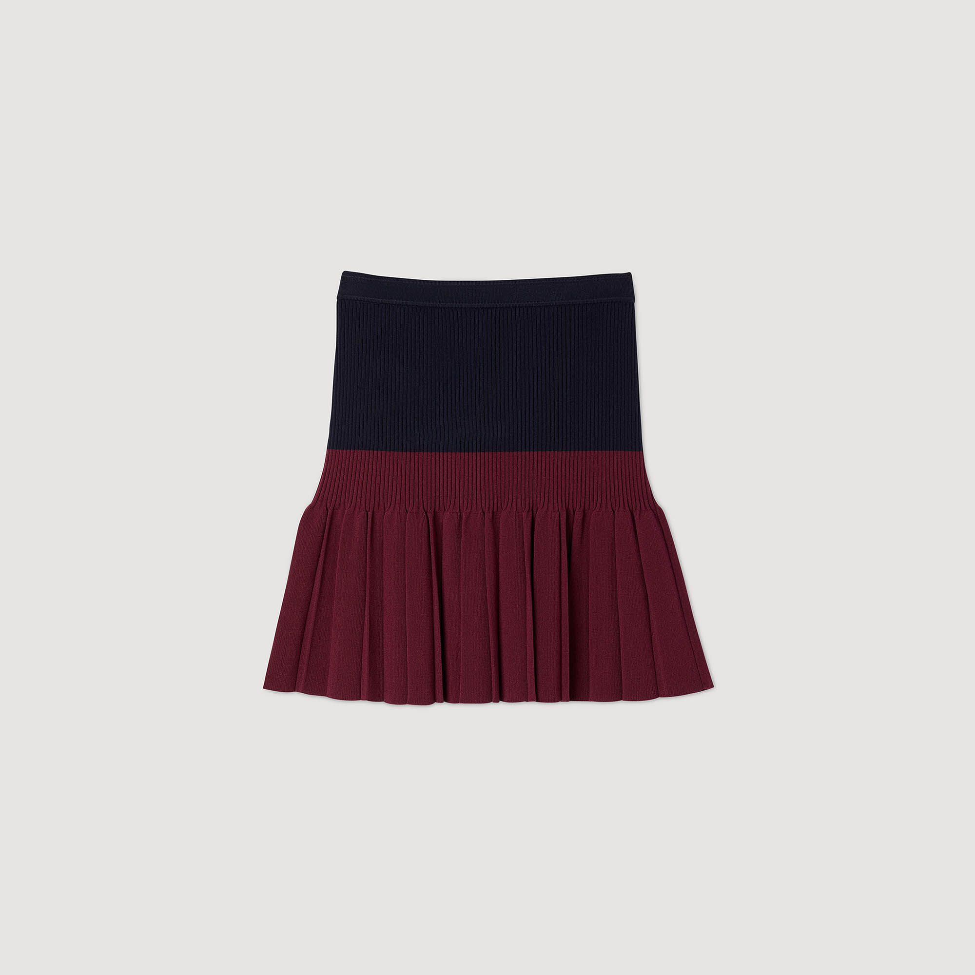 Korte geplooide bicolor rok