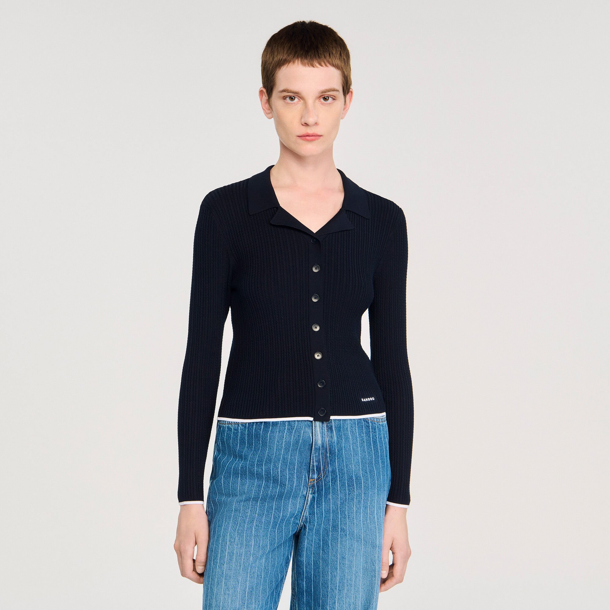 Cardigan vest kort polokraag
