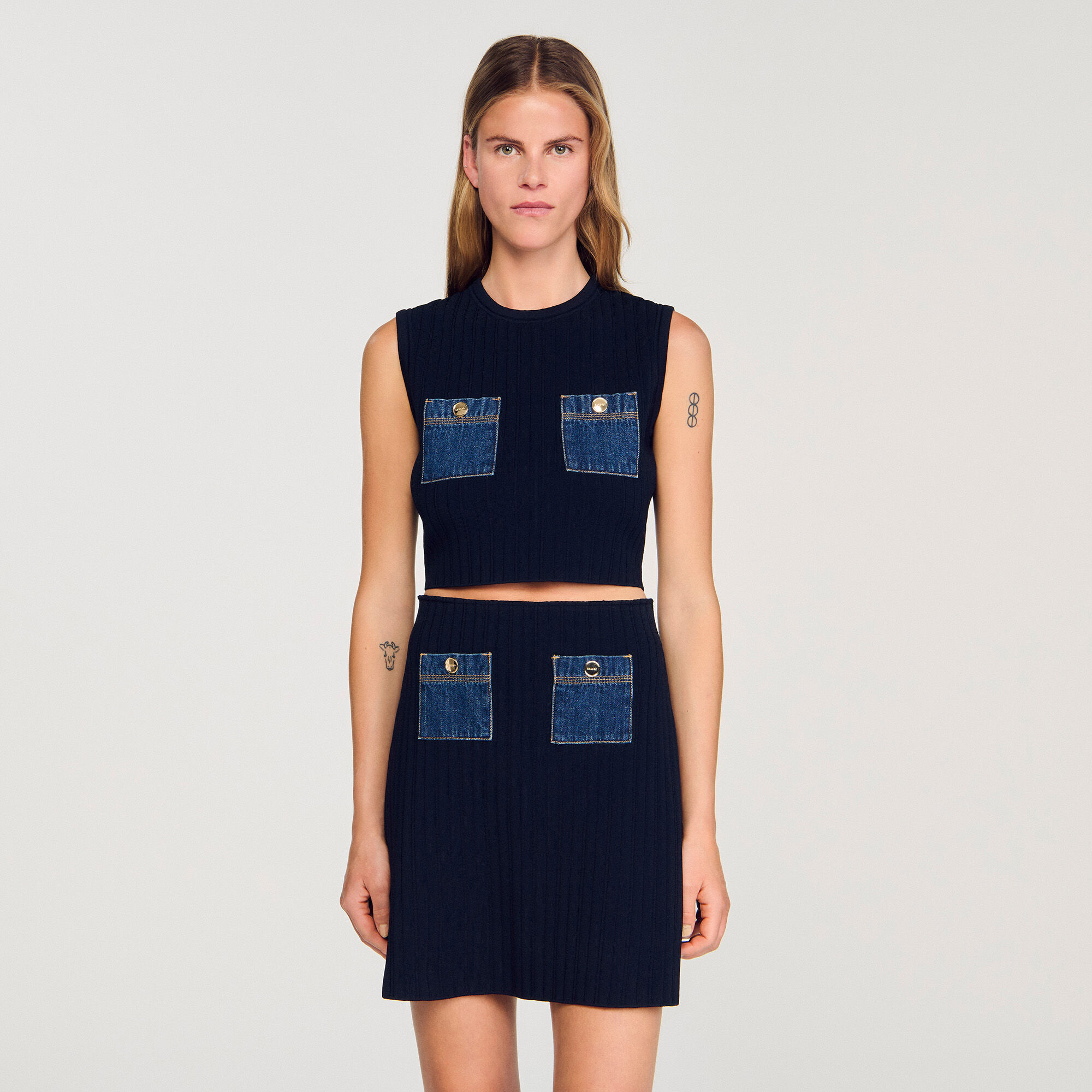 Top tricot en denim