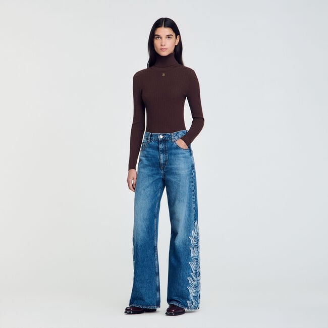 Flare jeans met vlammen