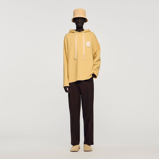 Katoenen sweatshirt met haakbloem