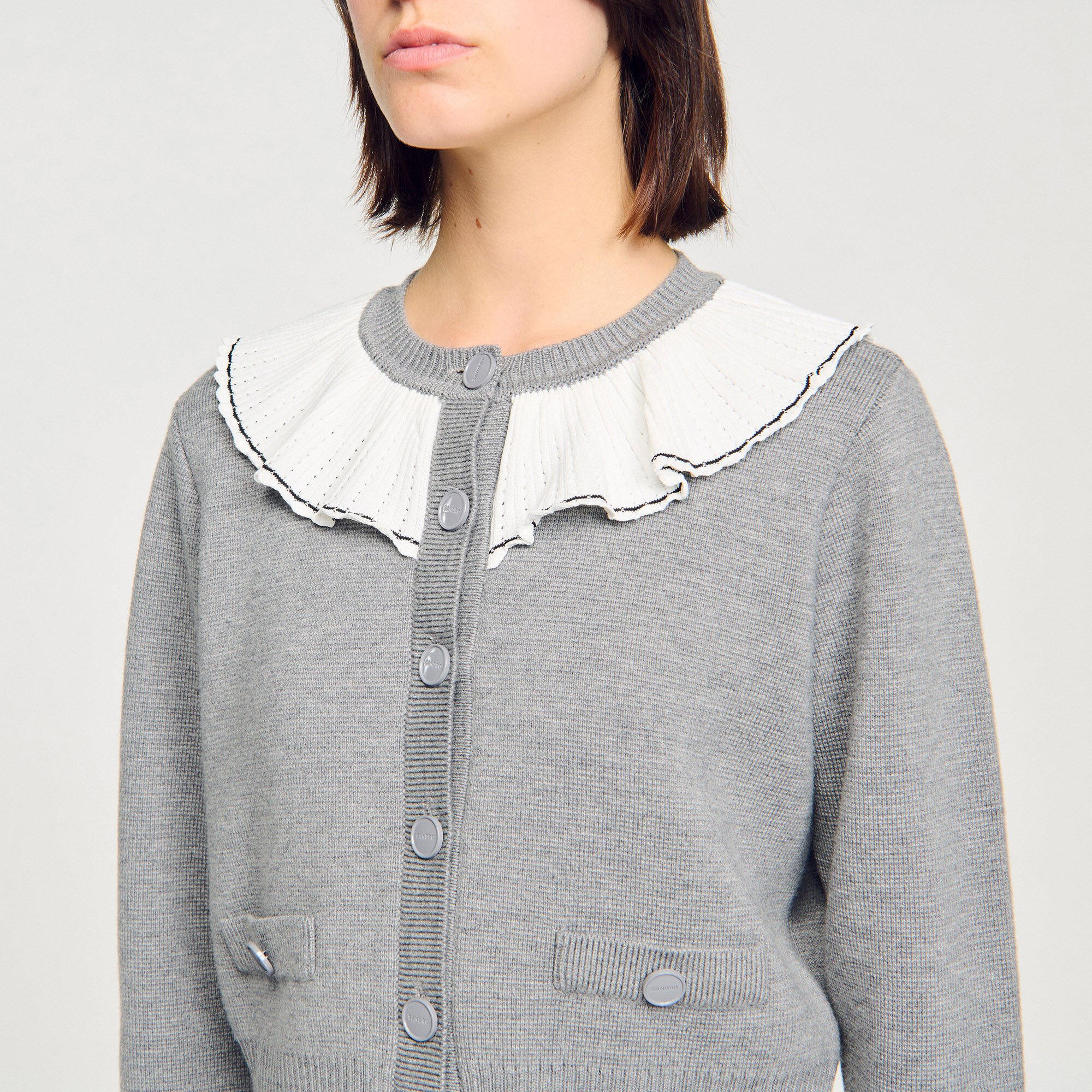 Cardigan vest contrasterende kraag