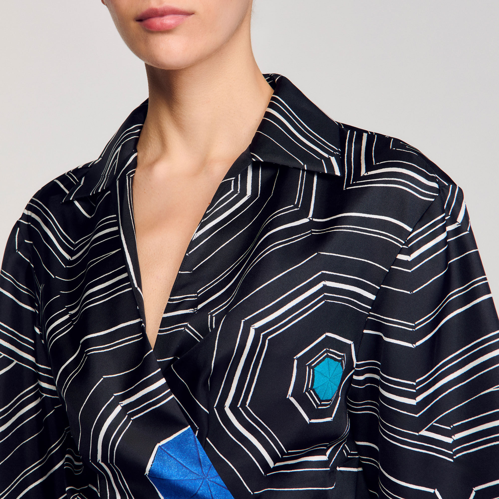 Overhemdblouse zijde Spirales print