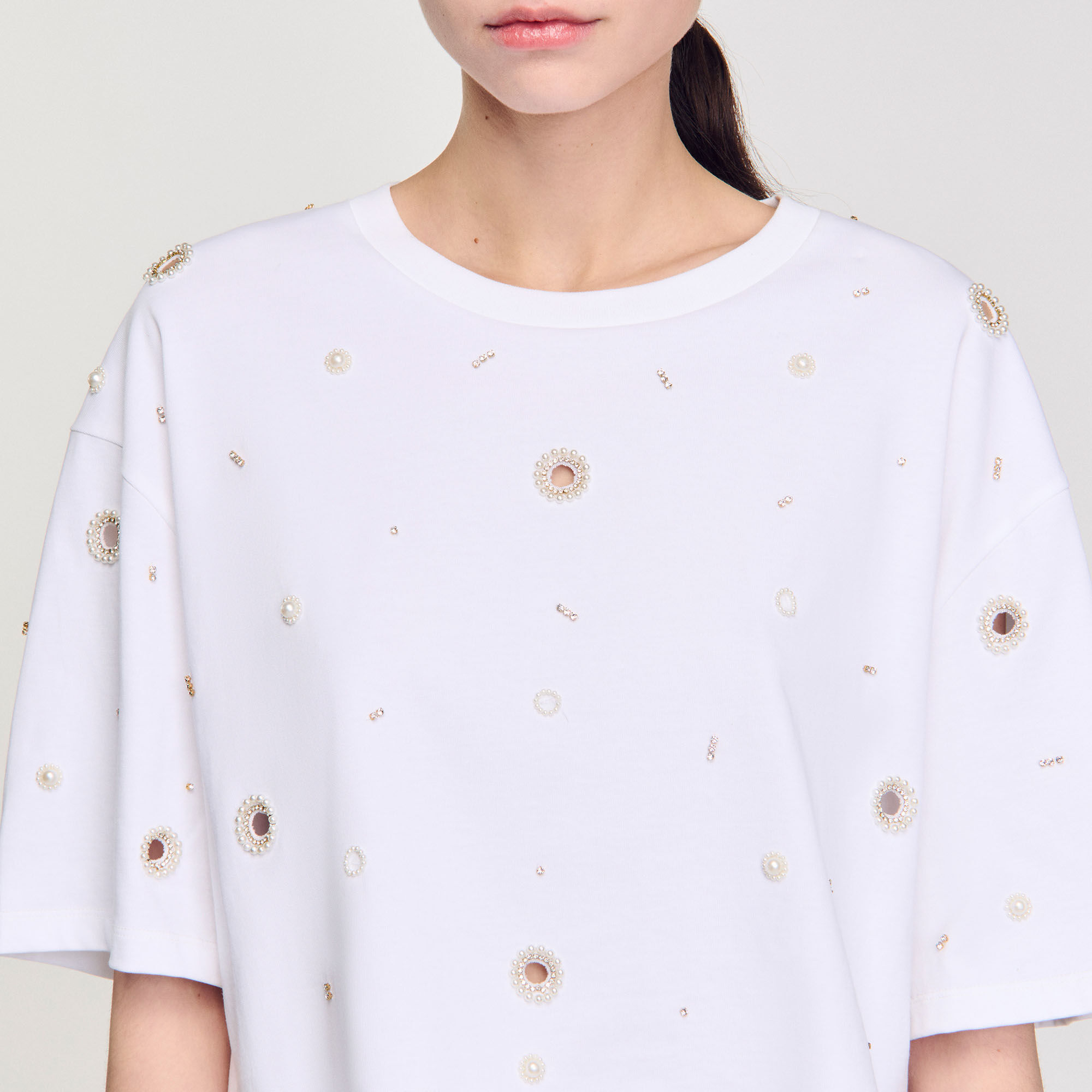 Kort T-shirt met parels