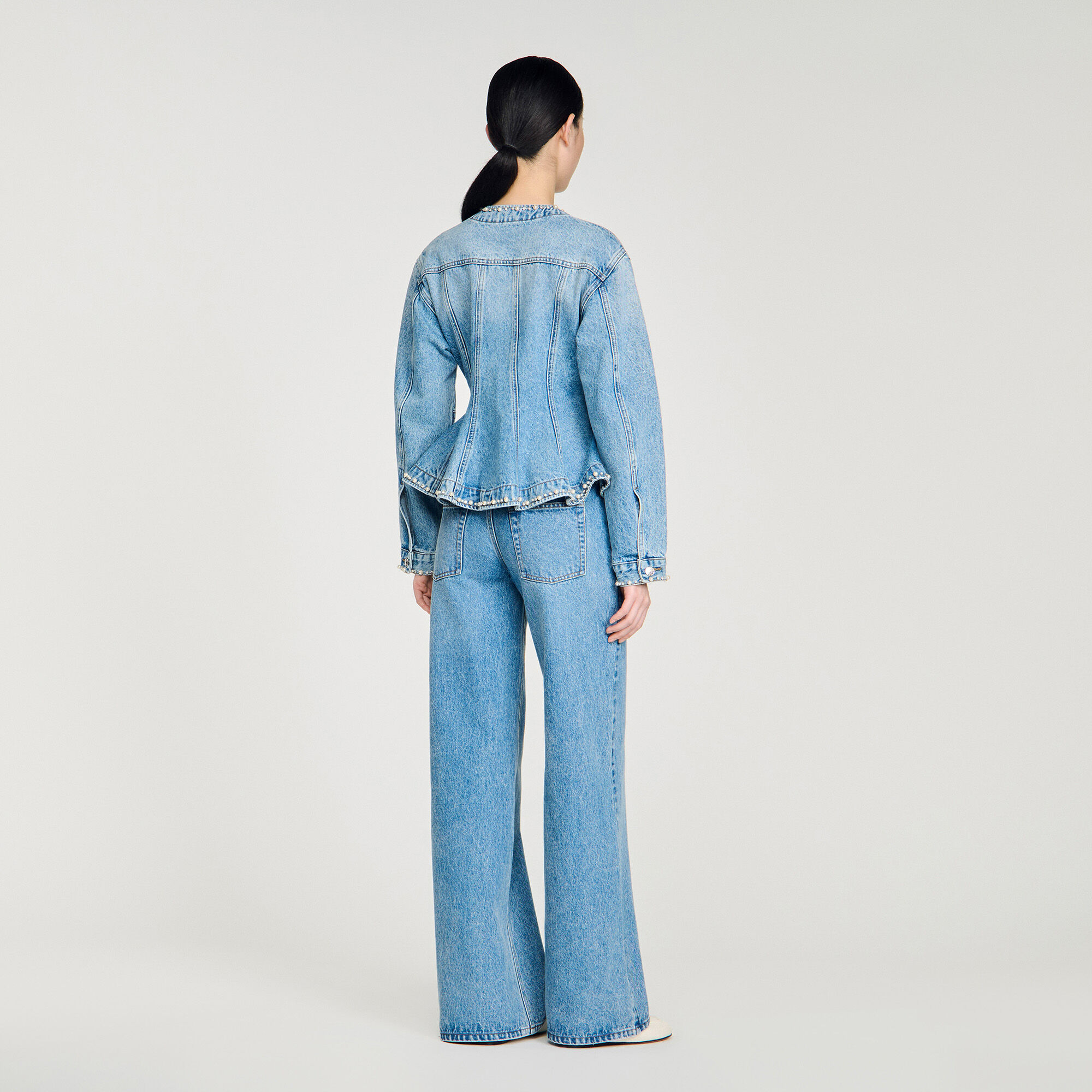 Spijkerjack met parels