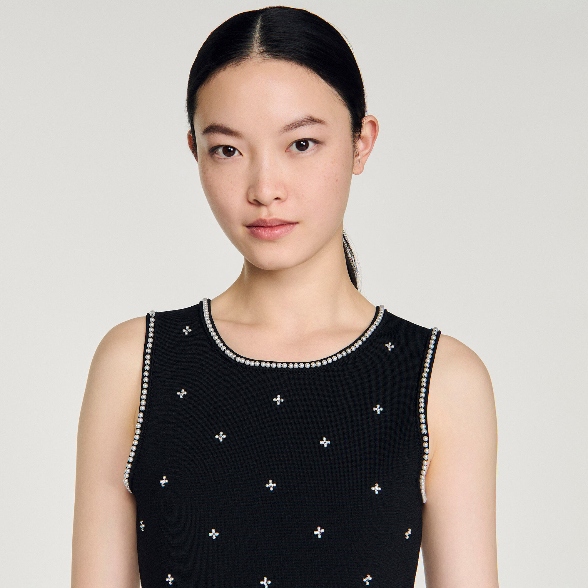 Lange jurk bloemenprint met stras