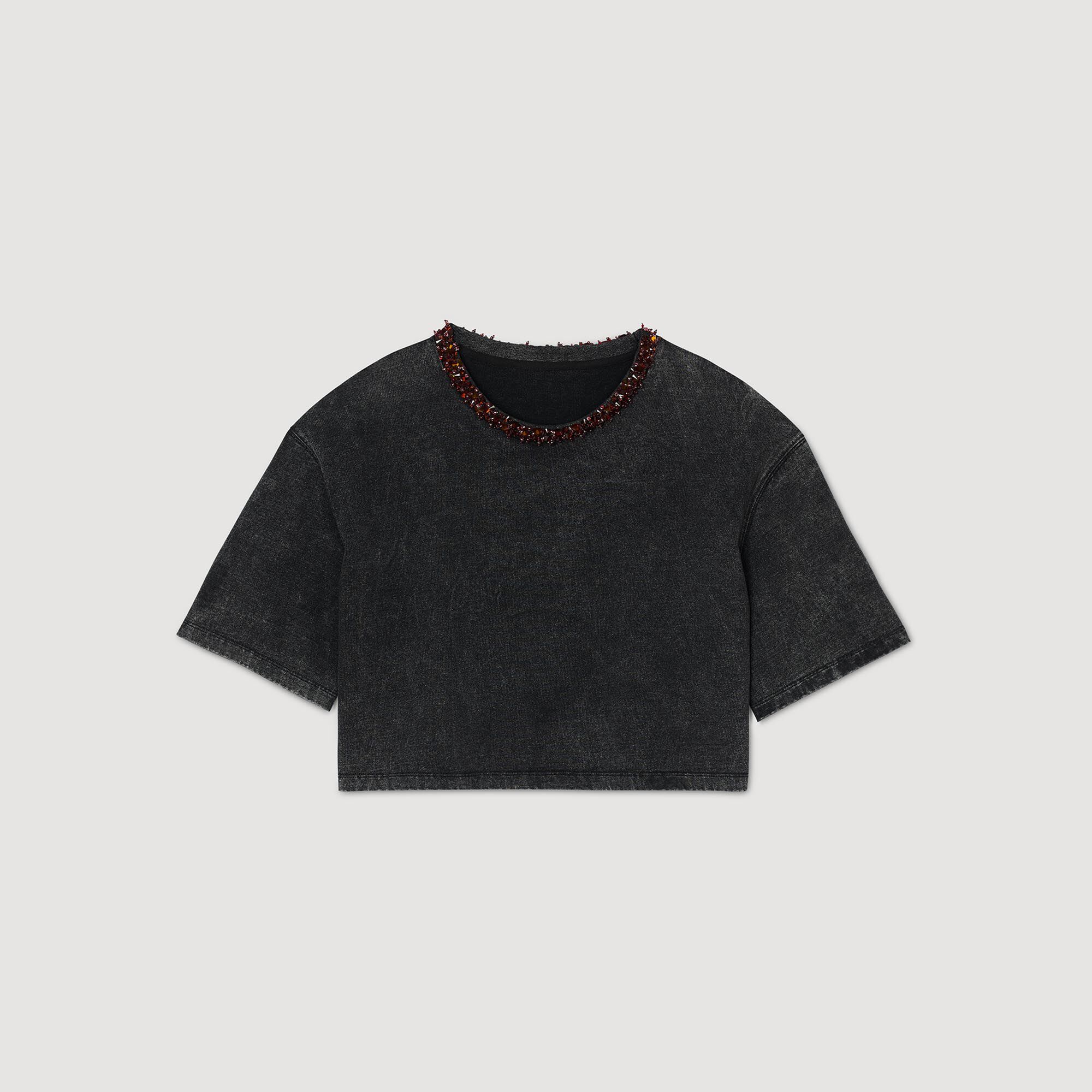 T-shirt kort met parels