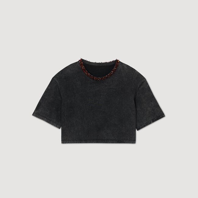 T-shirt kort met parels