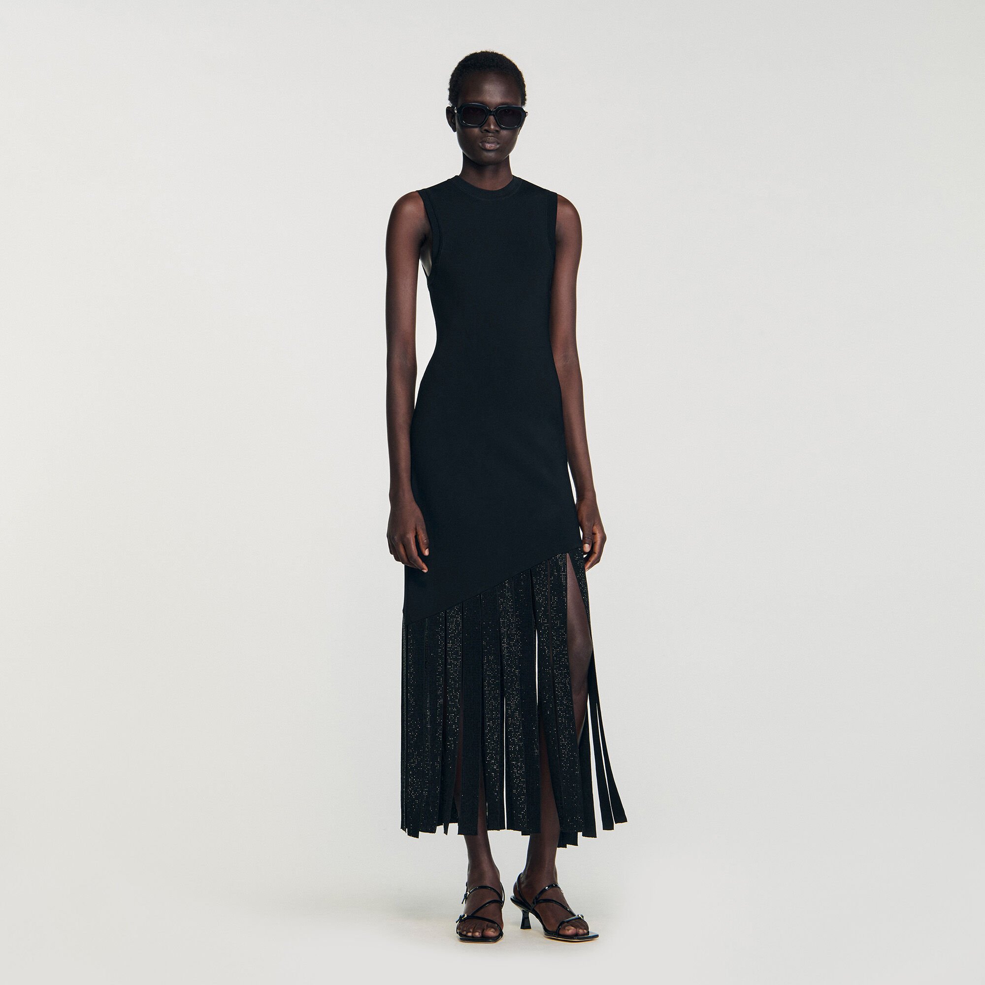 Lange jurk met franjes