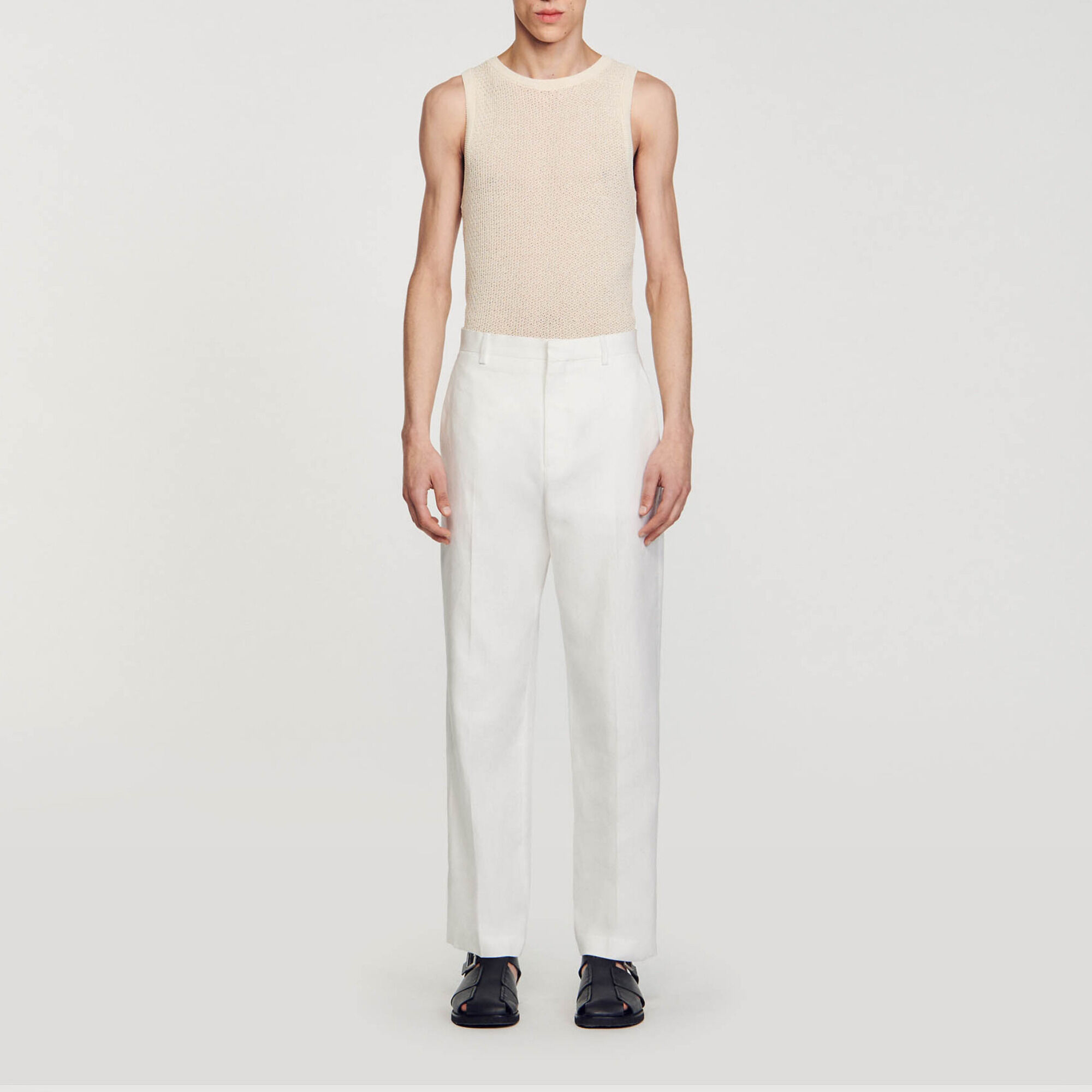 Pantalon van linnen en katoen