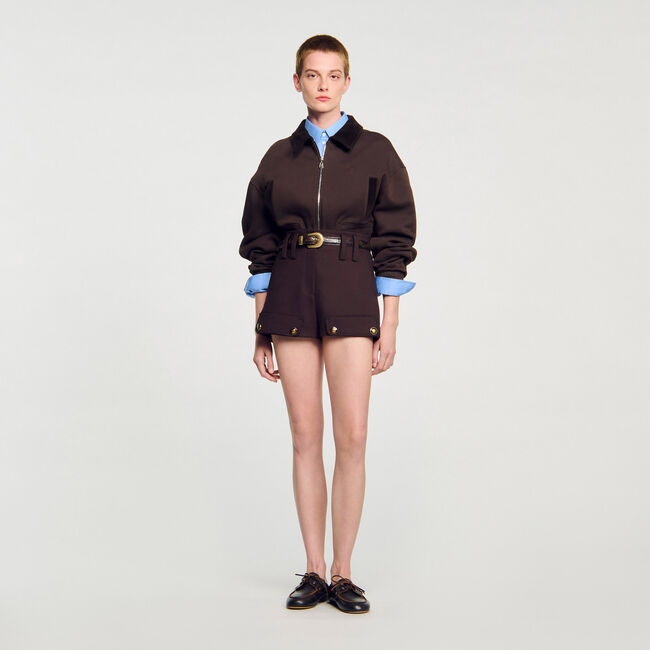 Kort sweatshirt bi-materiaal