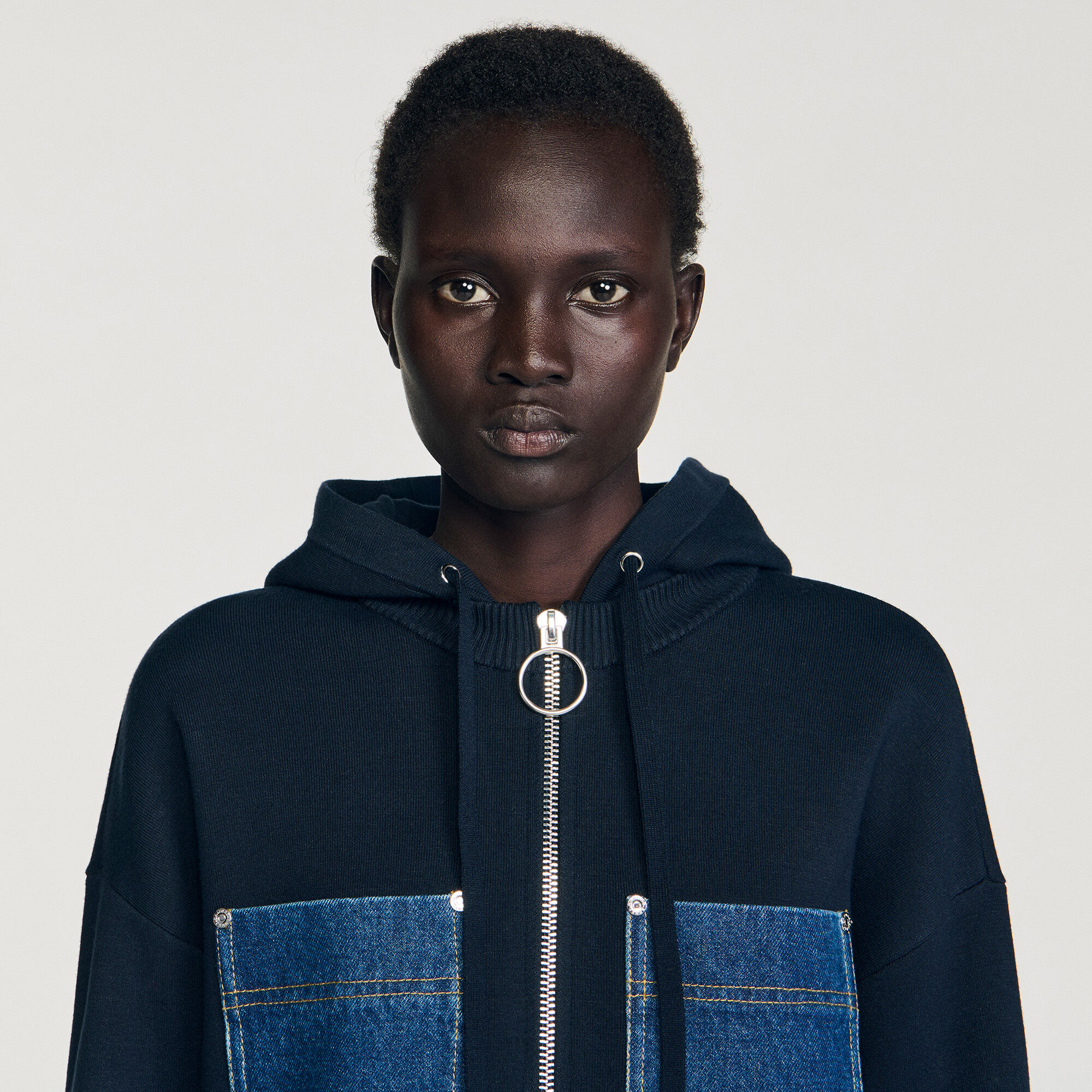 Sweatshirt gebreid en denim