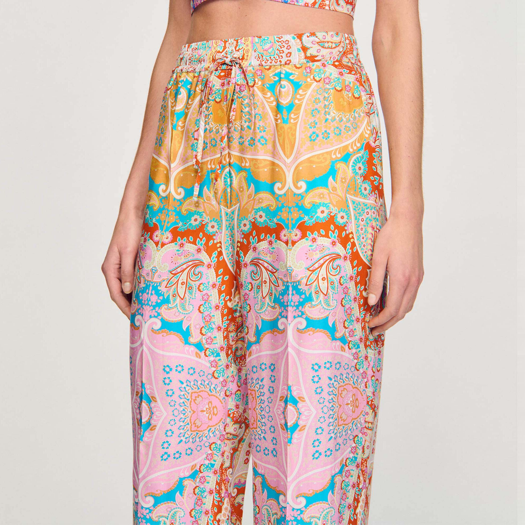 Pantalon soepelvallend met print