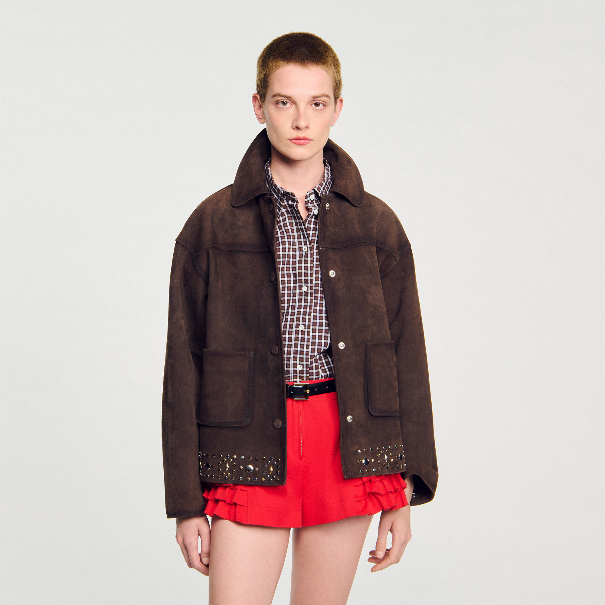 Suède leren jas met studs