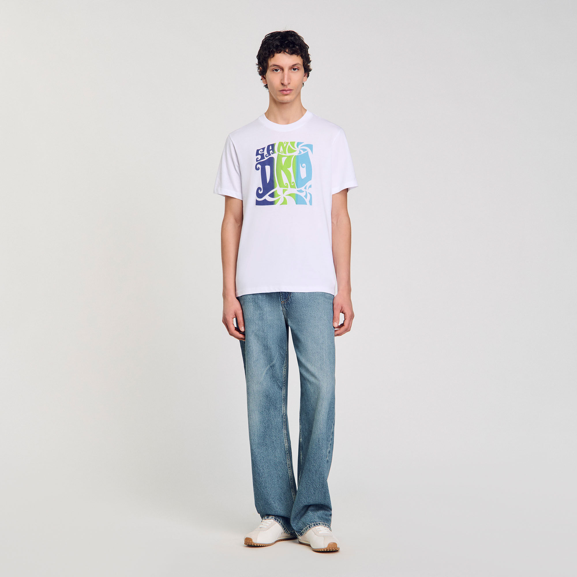 T-shirt katoen met print golven