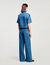 Korte denim overhemdblouse