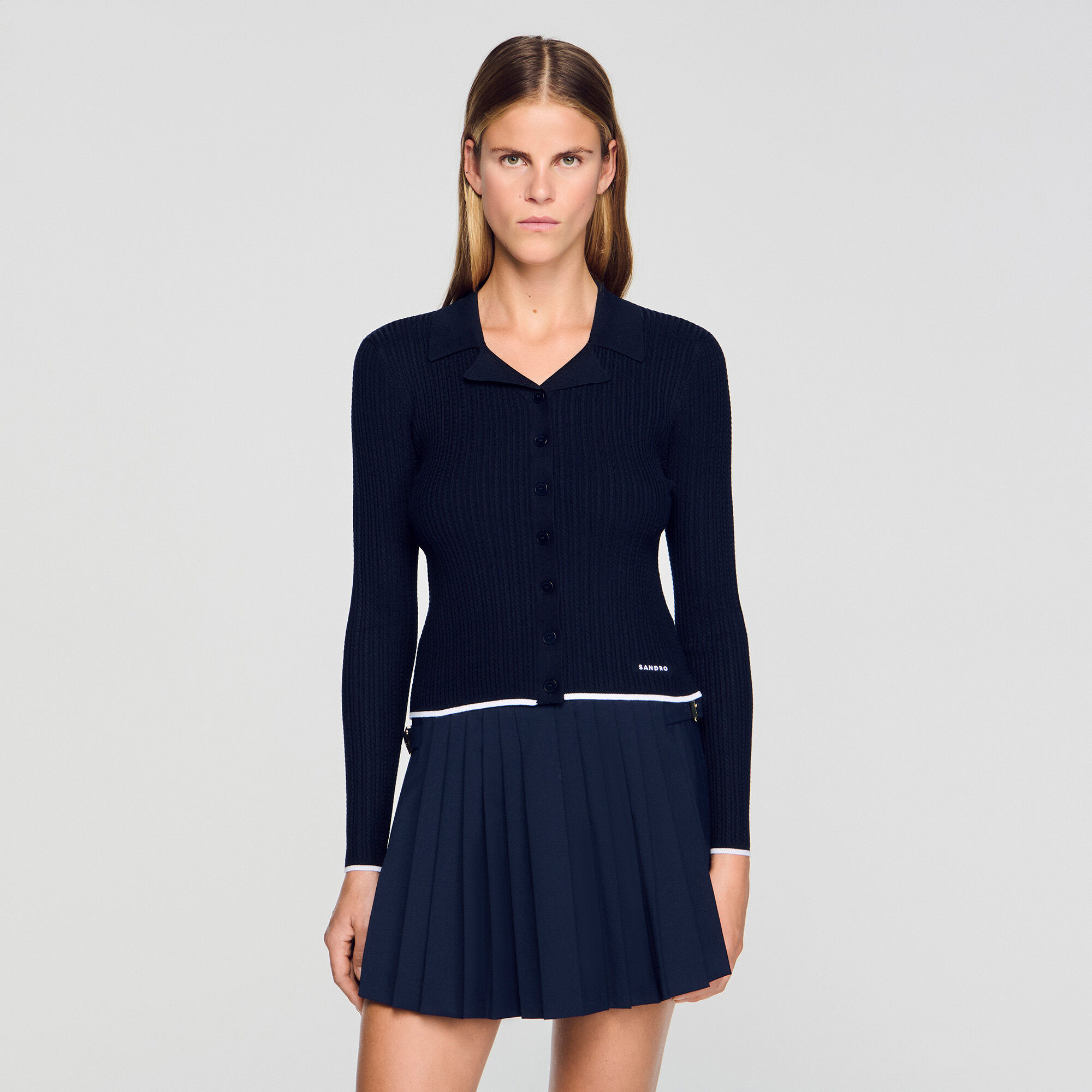 Cardigan vest kort polokraag