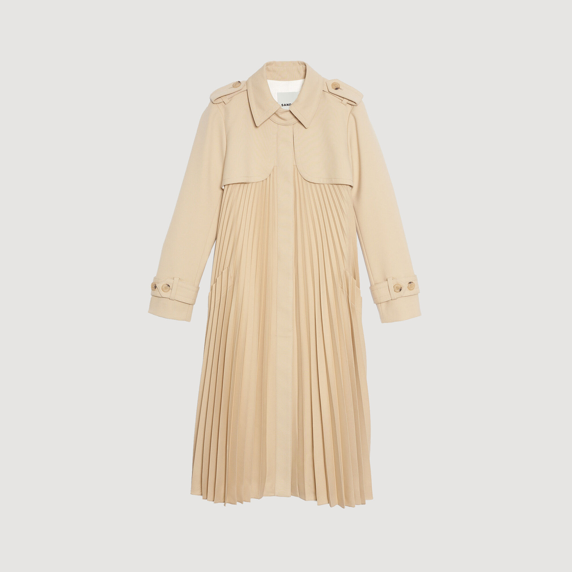 Plissé trenchcoat met riem