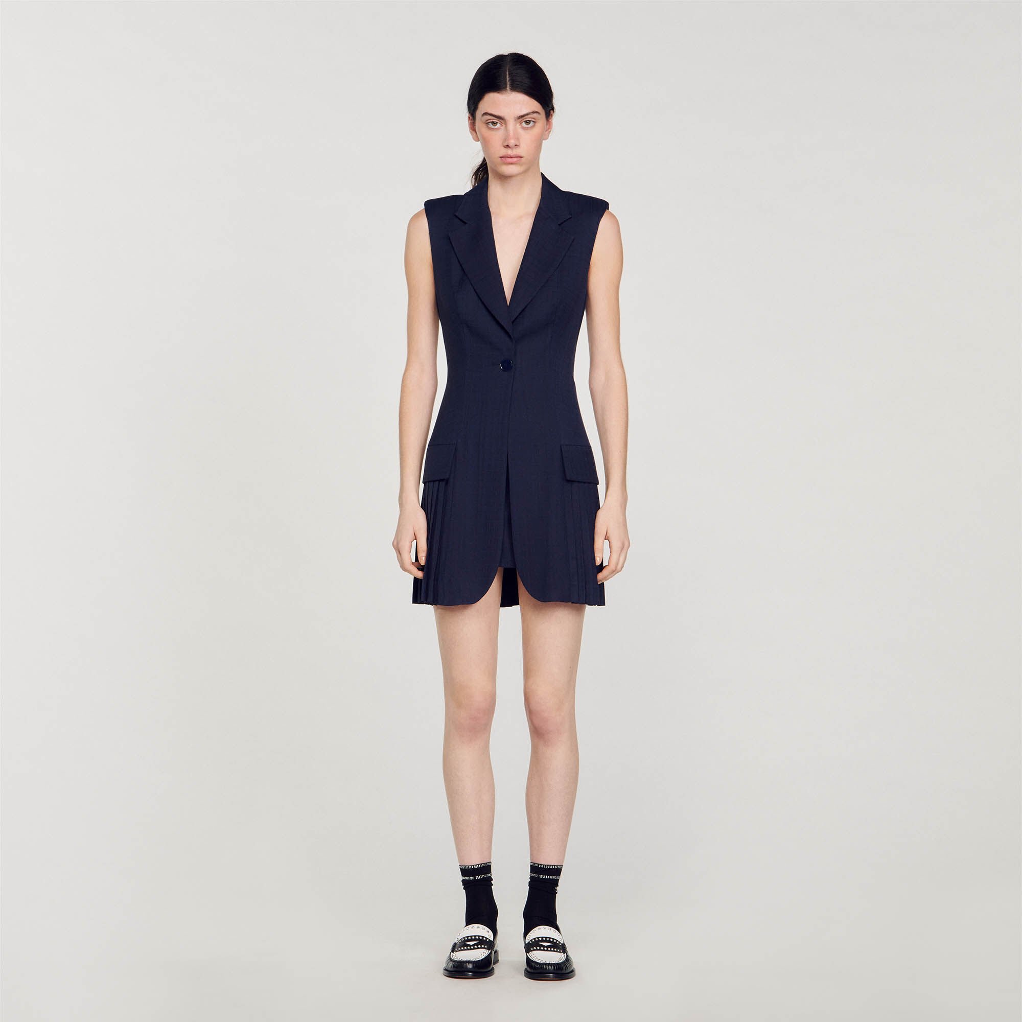 Korte jurk blazer stijl geplooid