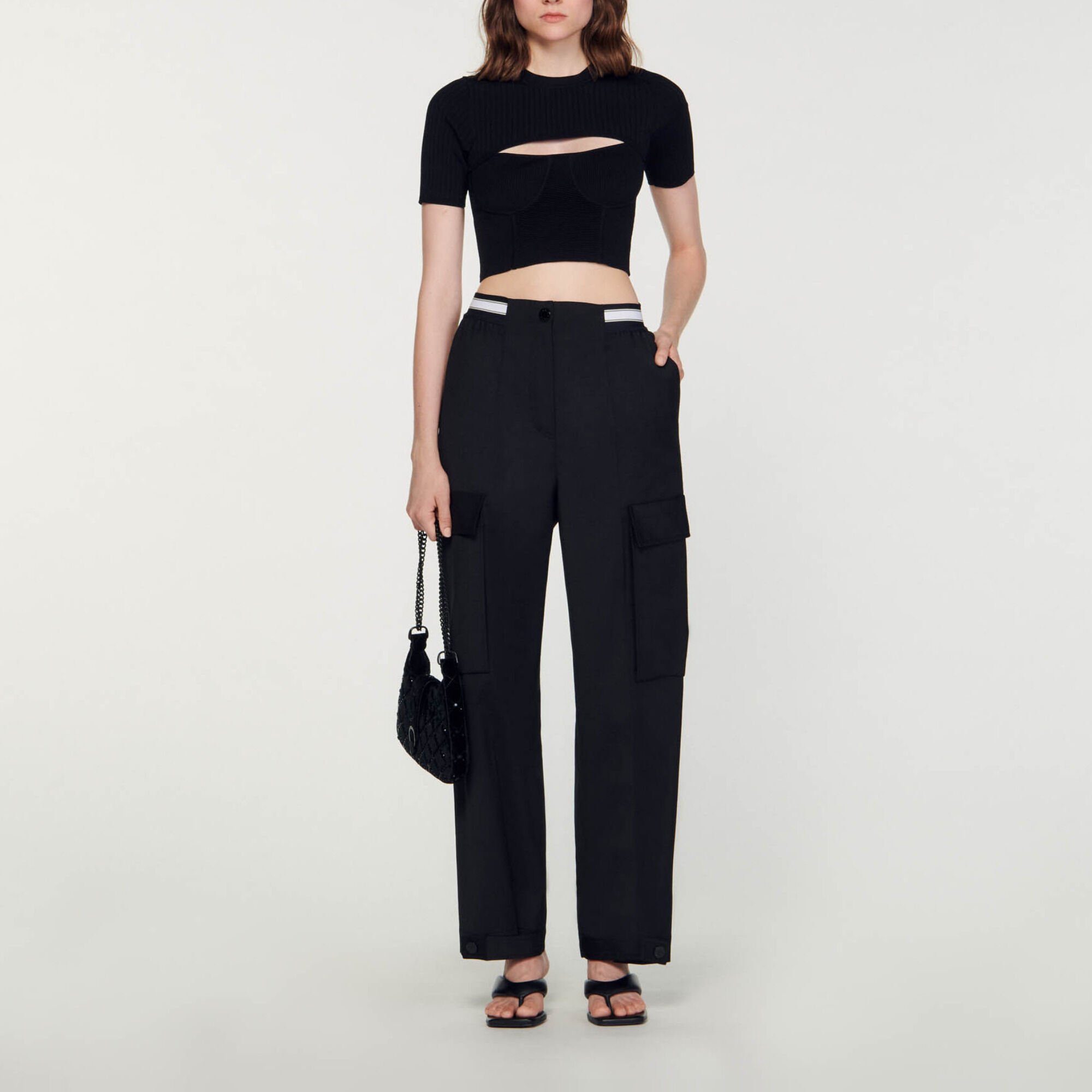 Opengewerkte korte trui