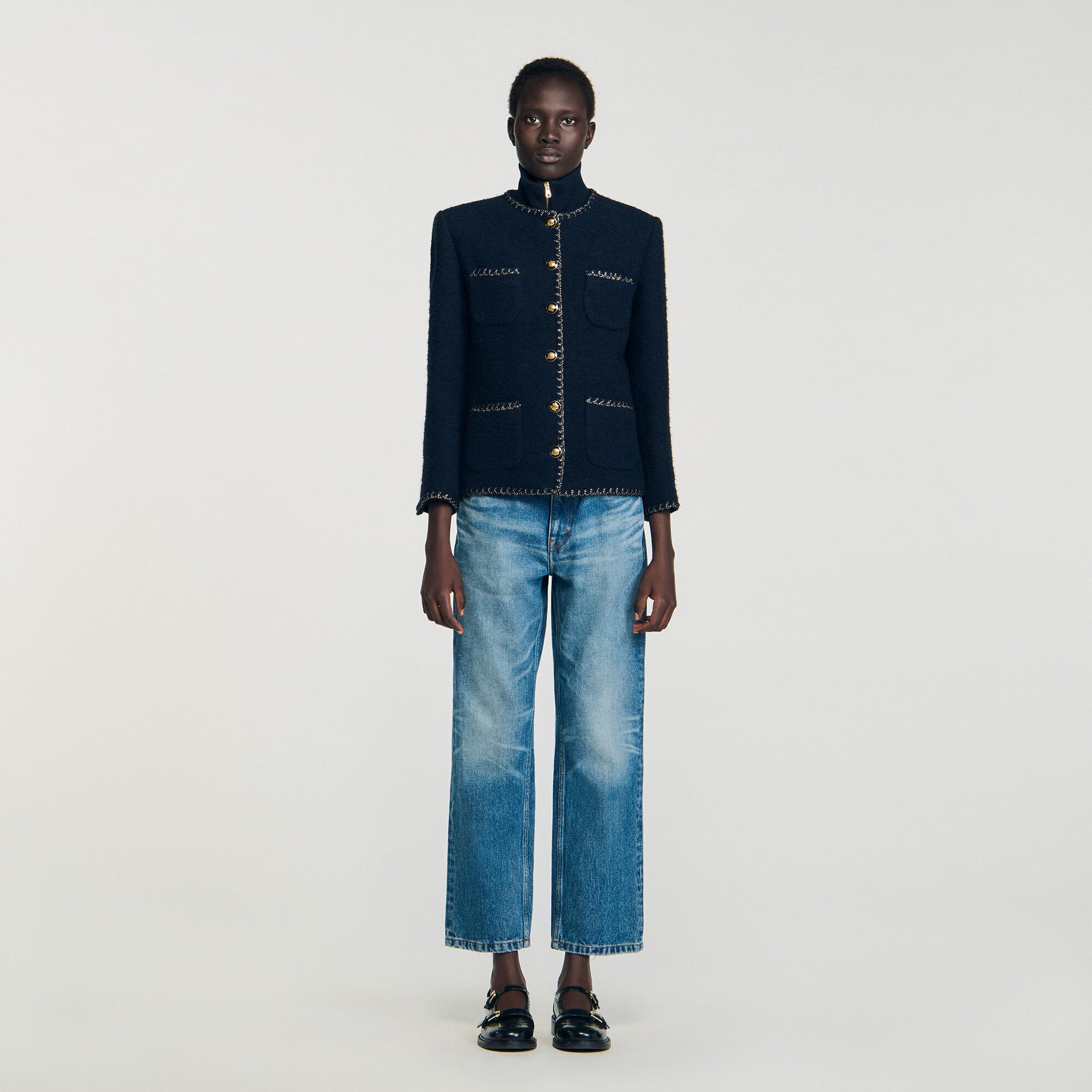 Tweed jasje met siergalons