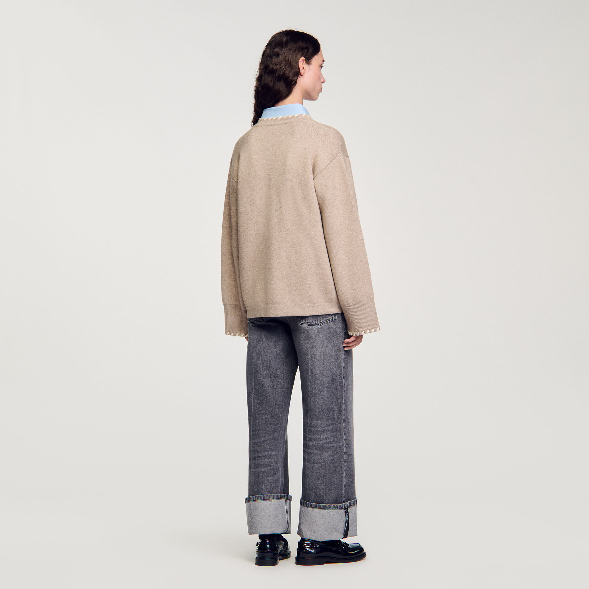 Cardigan vest contrasterende bies