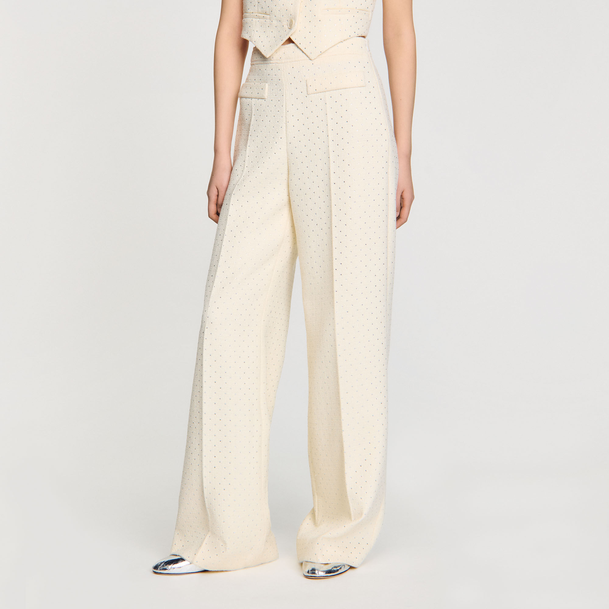 Pantalon van tweed met stras