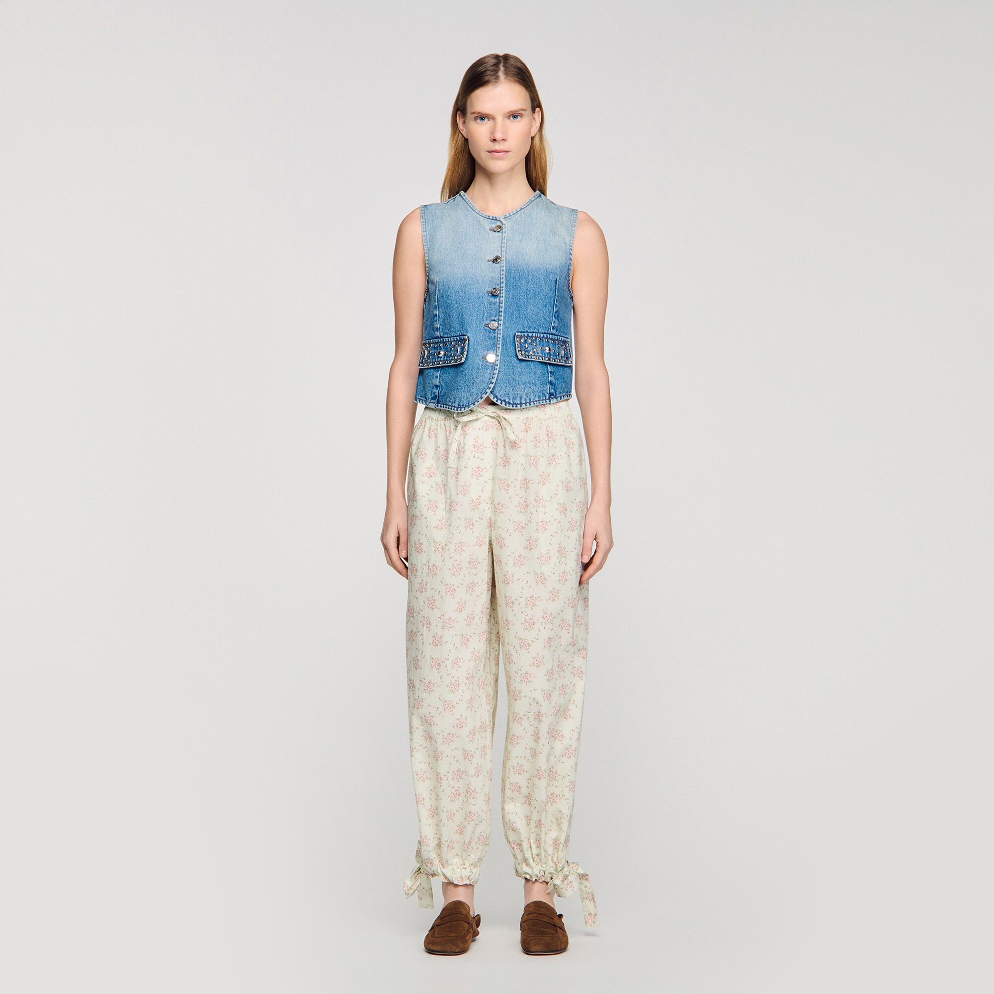 Pantalon wijd bloemenprint