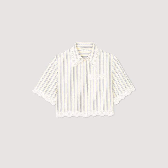 Overhemdblouse kort gestreept