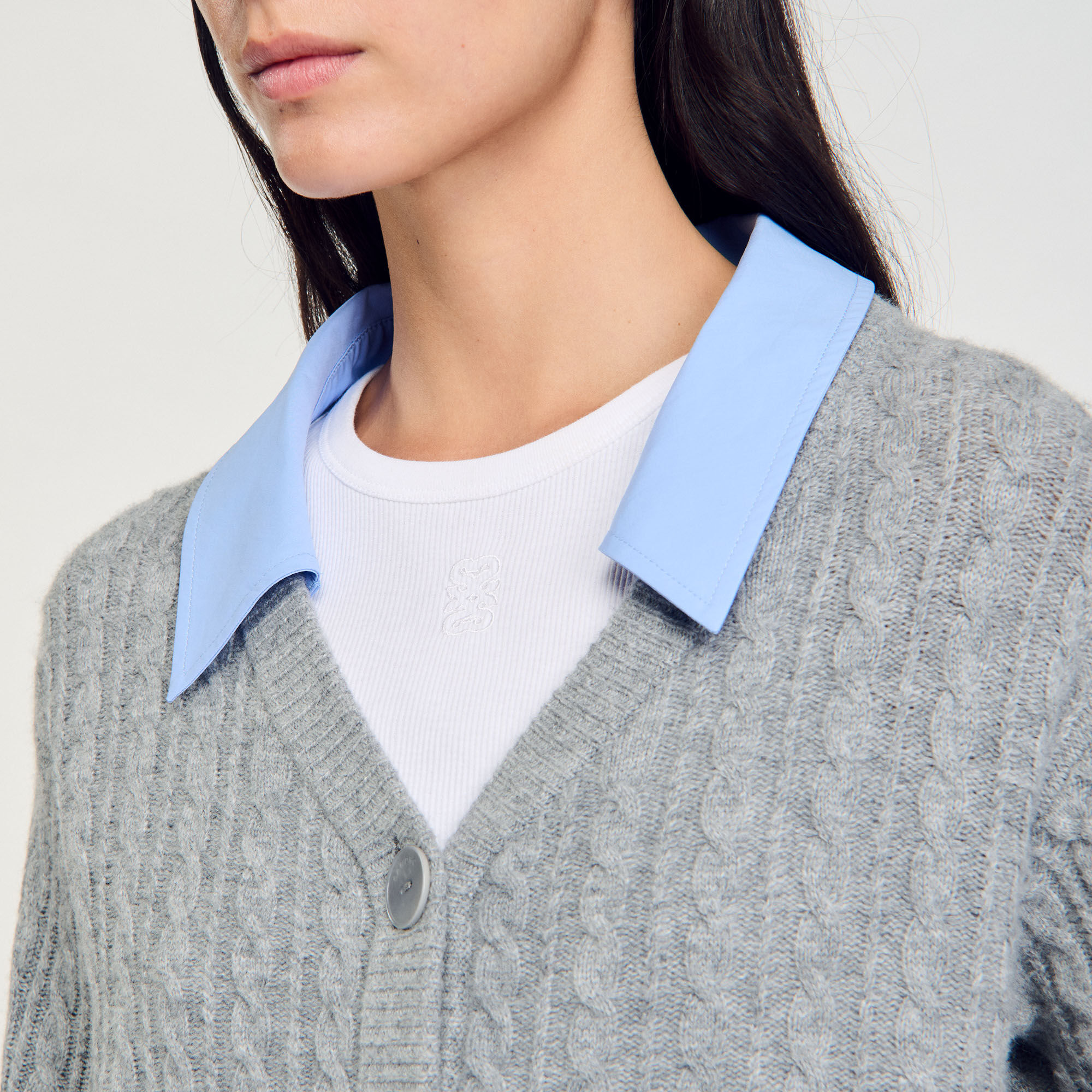Cardigan vest afneembare overhemdkraag