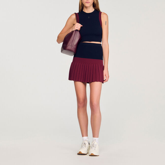 Korte rok tricot en denim - Vrouw | Sandro