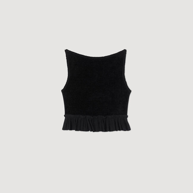 Korte tricot top met ruche