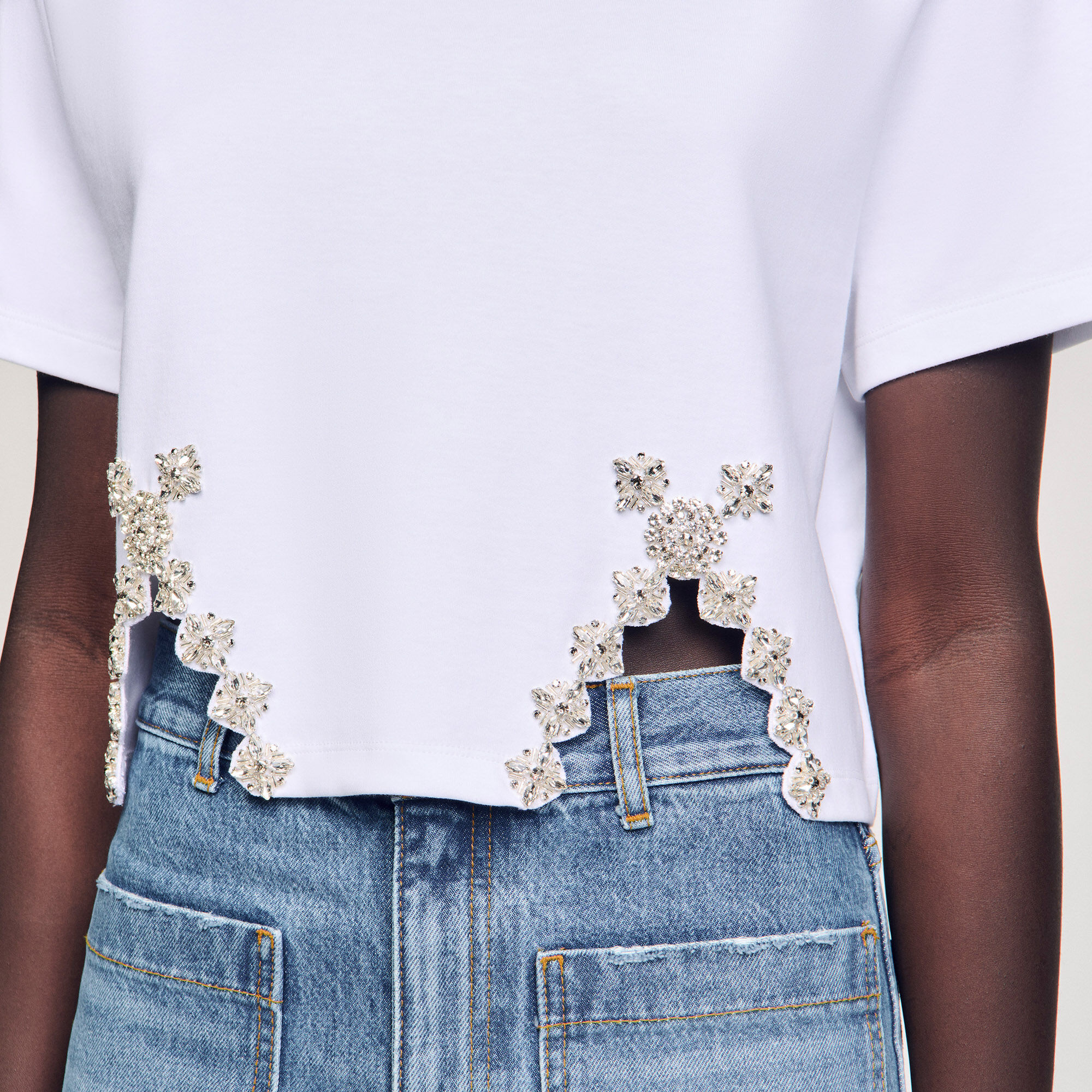 Kort T-shirt met stras