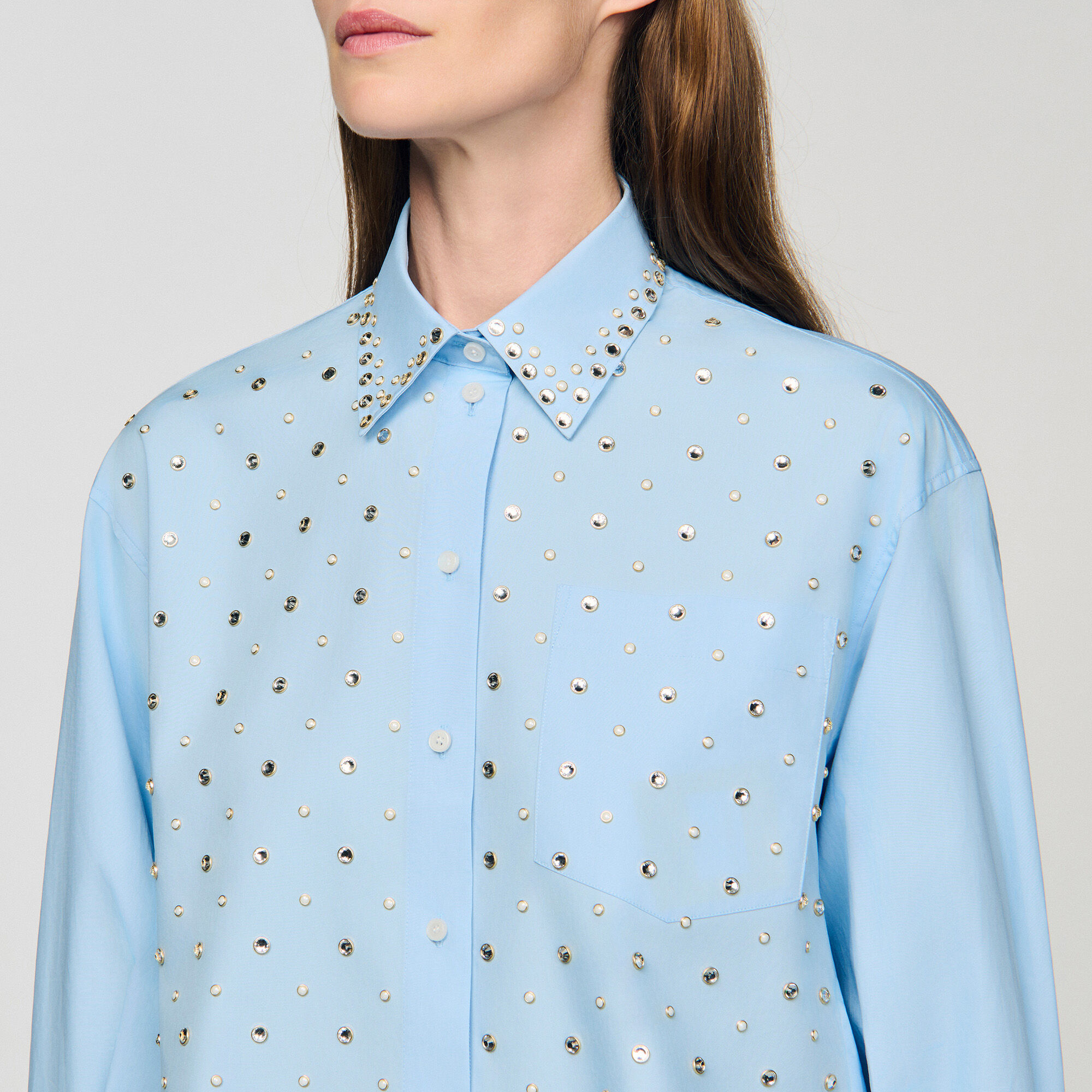 Overhemdblouse met stras