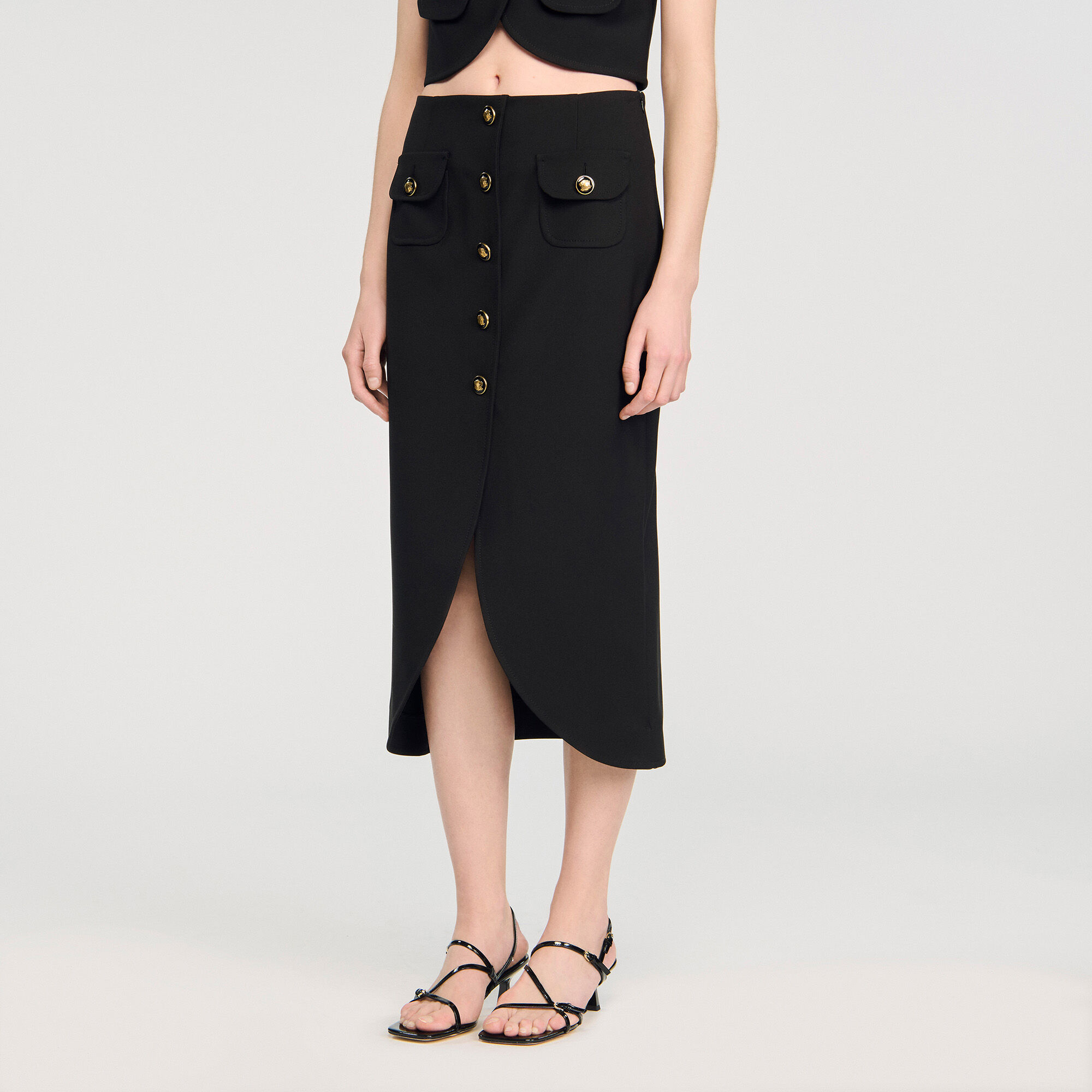 Midi rok met knopen