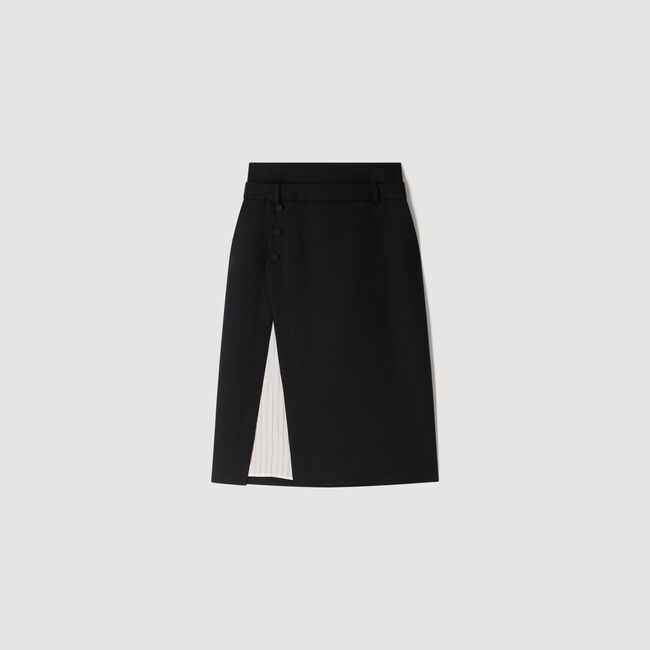 Halflange wollen rok met split