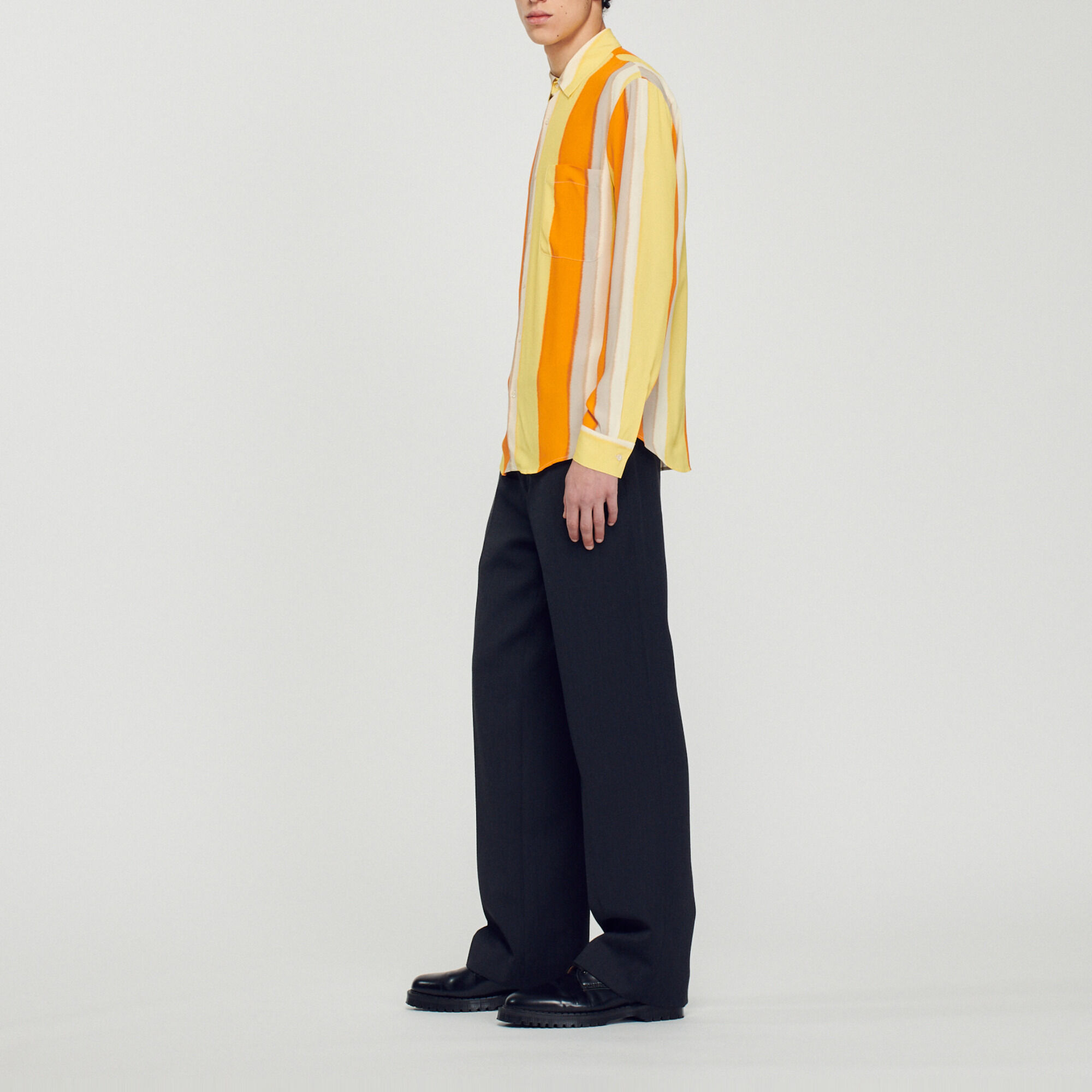 Soepelvallende strepenblouse, lange mouw