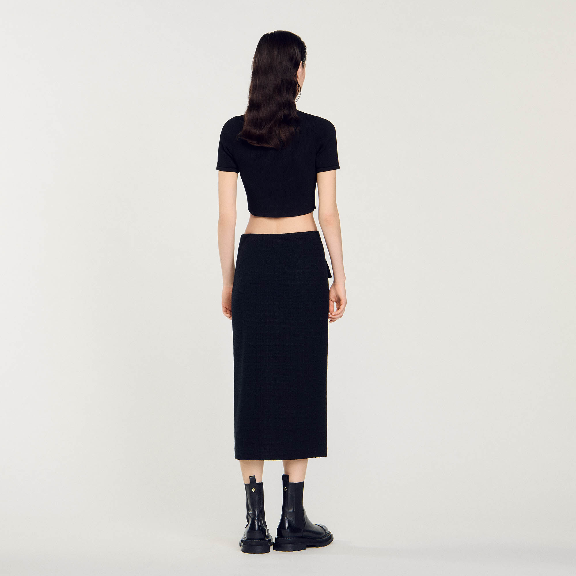 Halflange tweed rok