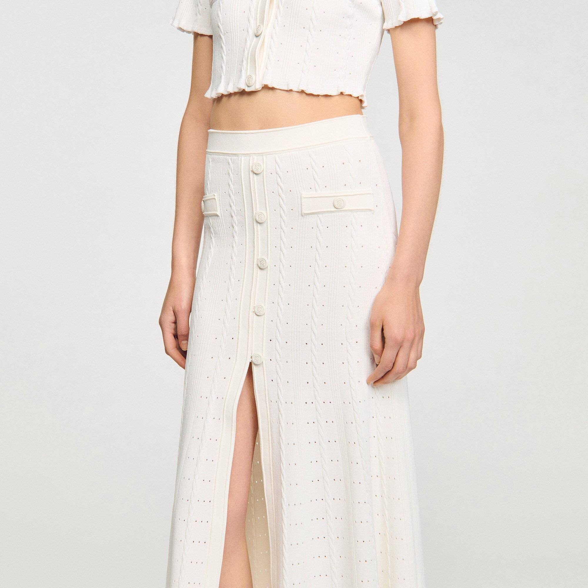 Lange rok tricot pointelle