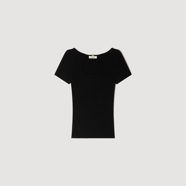 Trui met opengewerkte kraag