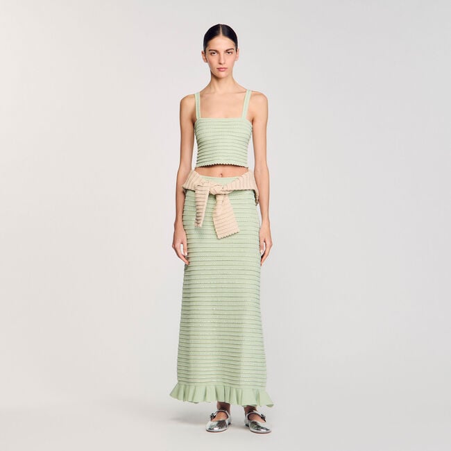 Korte top tricot stras