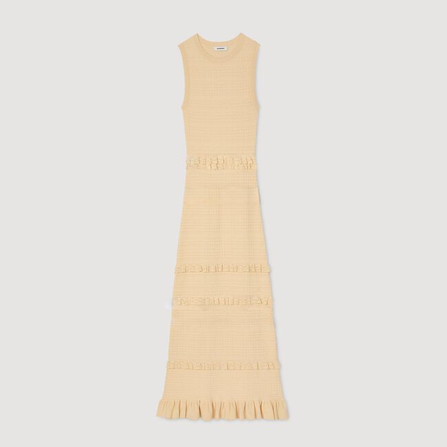 Lange jurk tricot met volants