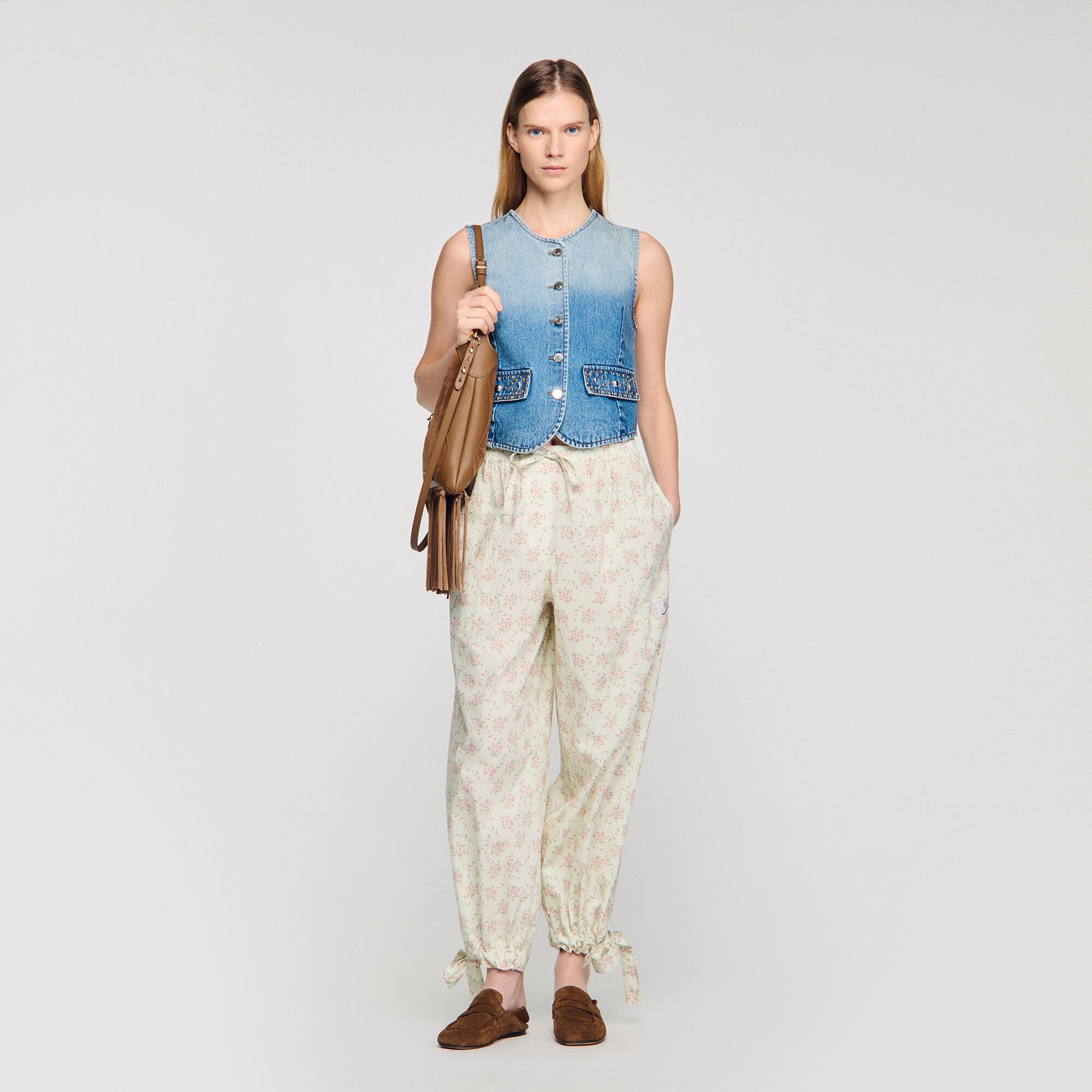 Pantalon wijd bloemenprint