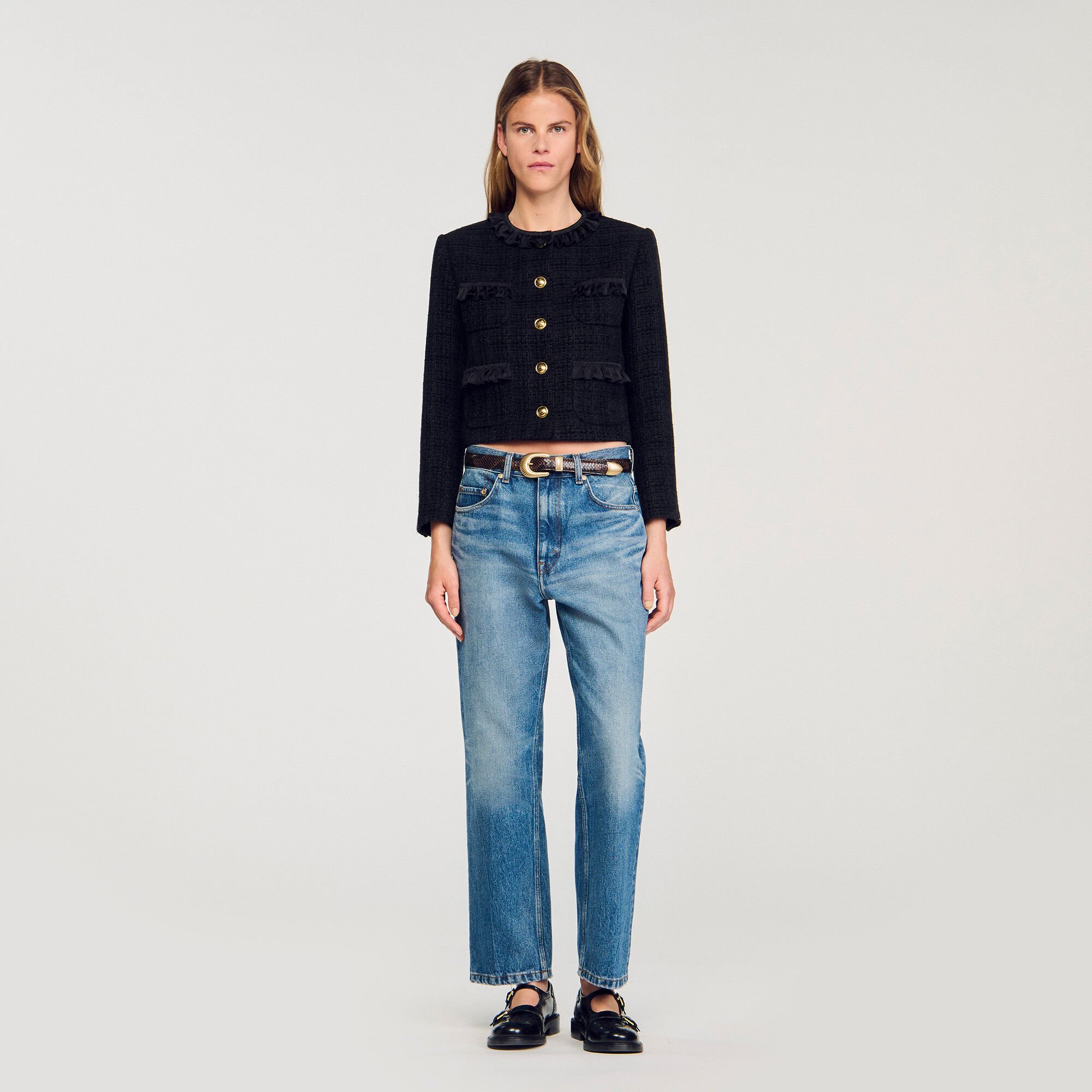 Tweed jasje met ruches